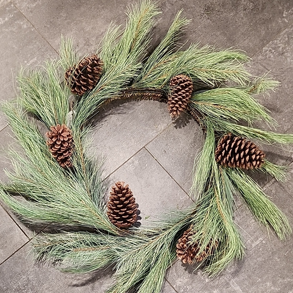 Pine Cone and Greenery Holiday Wreath